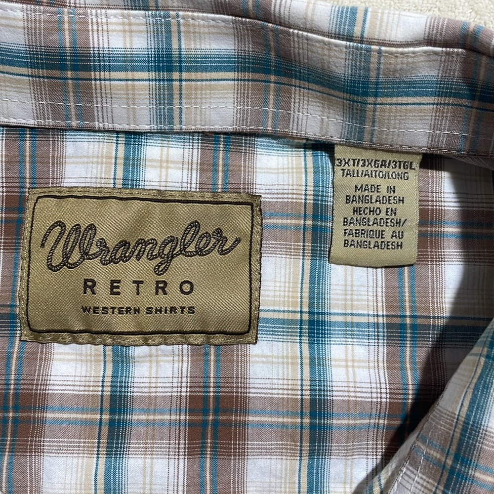 WRANGLER MENS RETRO 3XL WESTERN PEARL SNAP LONG SLEEVE SHIRT - Picture 4 of 8